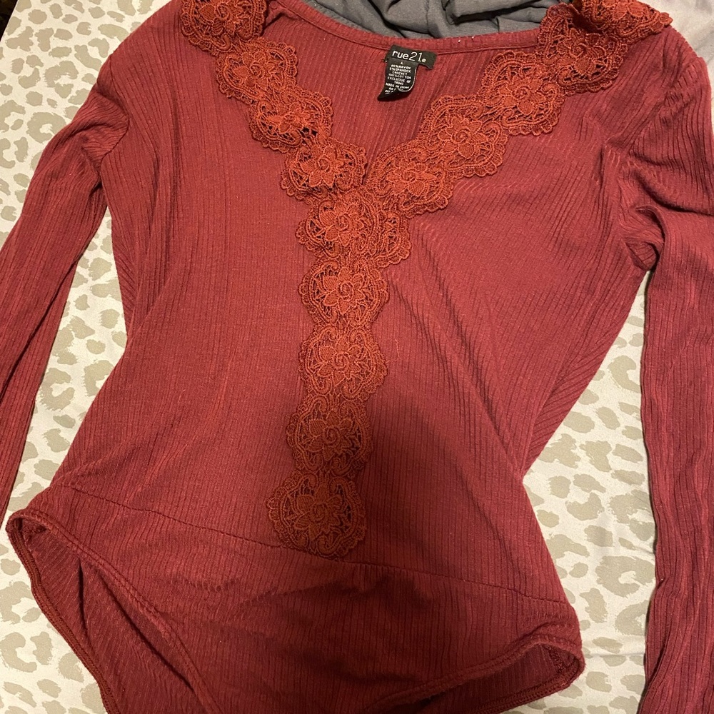 maroon rue21 bodysuit
